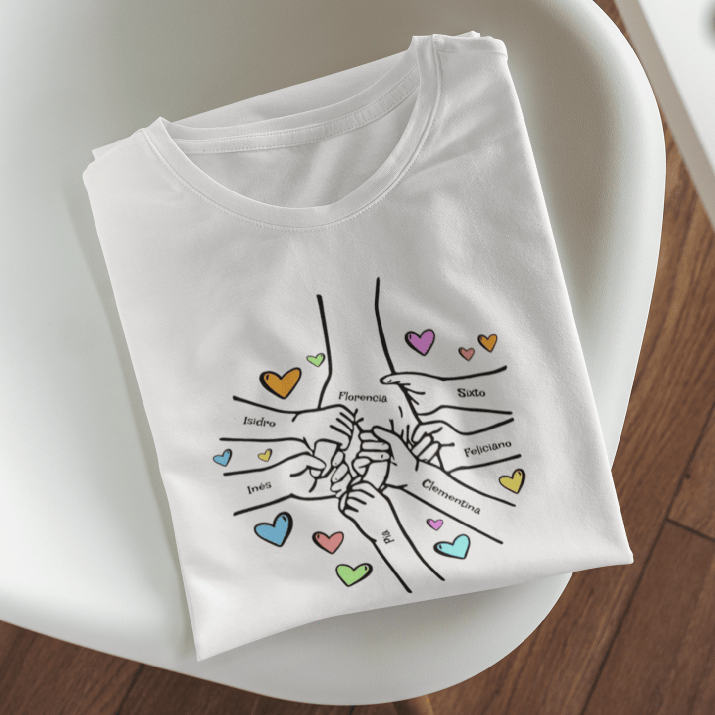 🤲❤️ La mano de Mamá y sus hijos - Remera personalizada con los nombres🌟