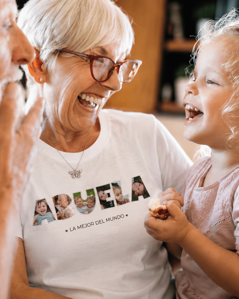 Remera personalizada - ABUELA CON FOTOS - 100% algodón