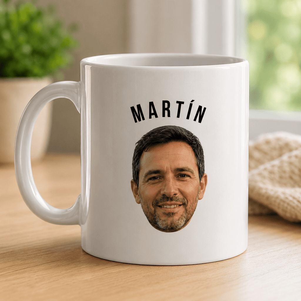 Taza Personalizada con Foto Recortada de Cara + Nombre  - Para papá