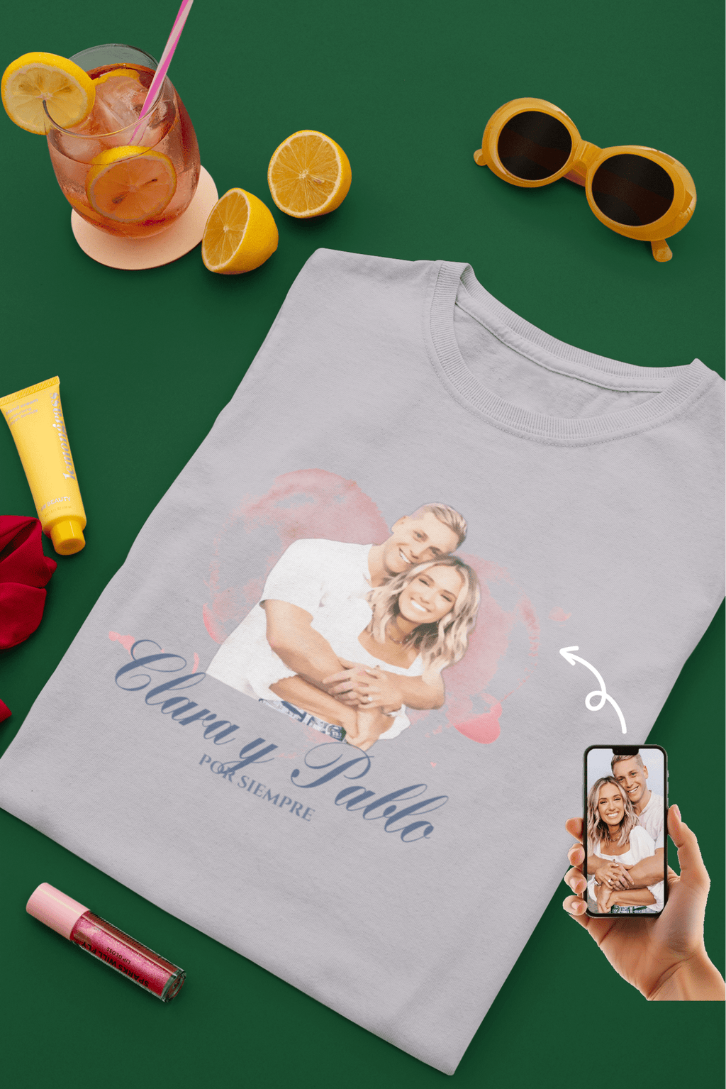 Foto con efecto acuarela y un corazón que expresa el amor