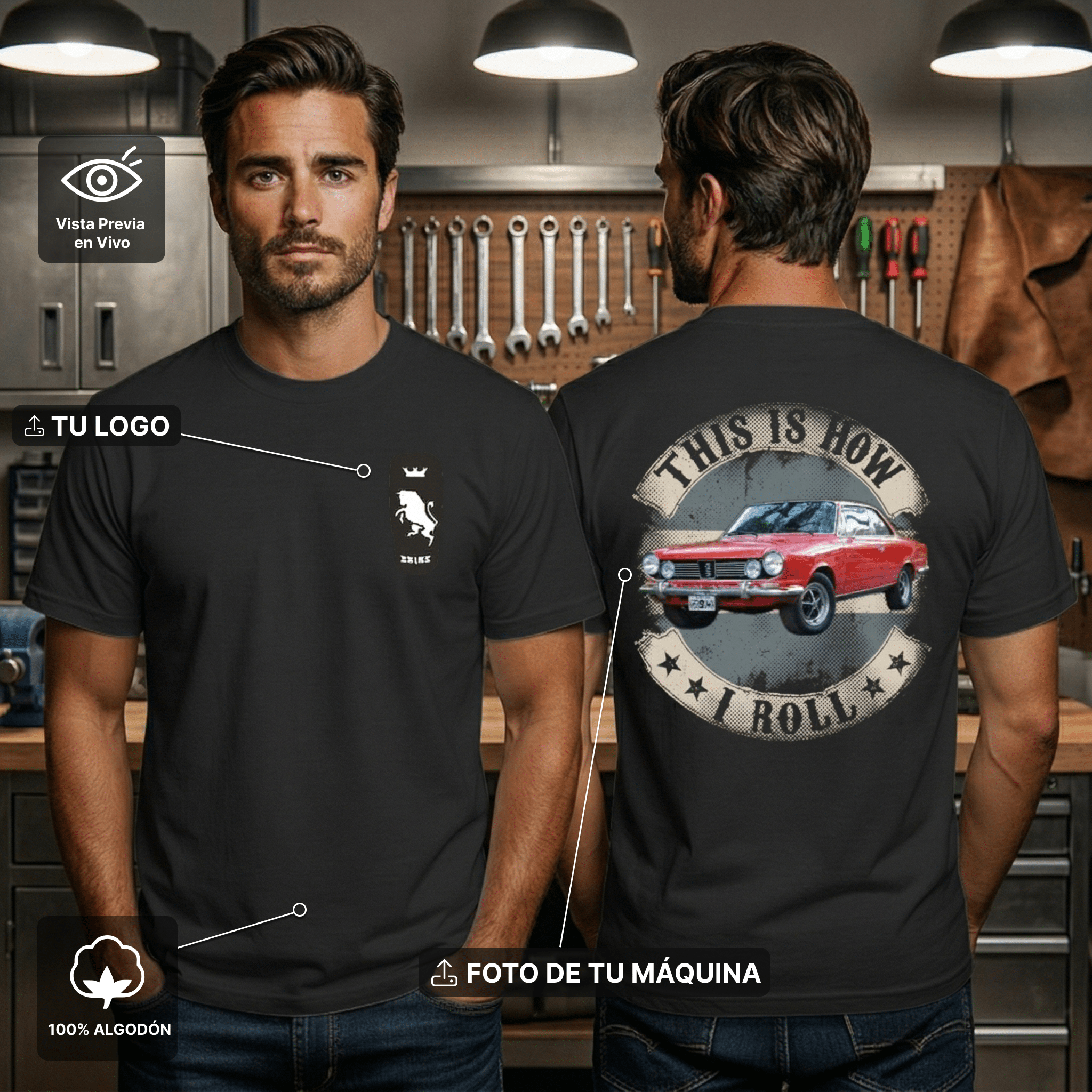 🖤 Remera Personalizada con tu Moto o Auto — Diseño 