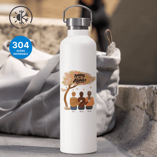 🌸💫👭💌 Amistades que perduran - Botella términa de acero inoxidable Personalizada