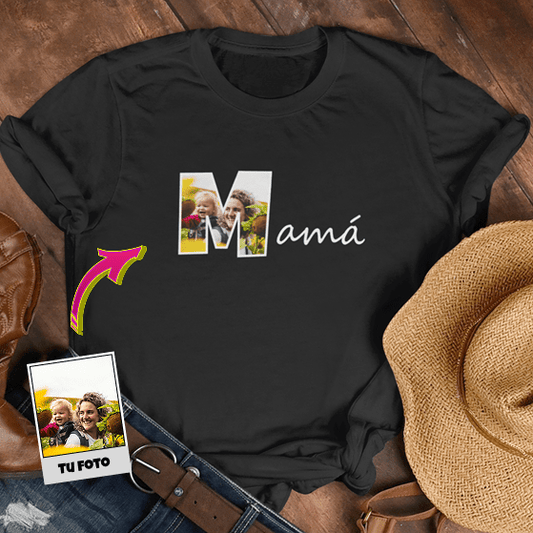 📸👩‍👧 Remera “M” de Mamá | Personalizá la M con la foto de mamá