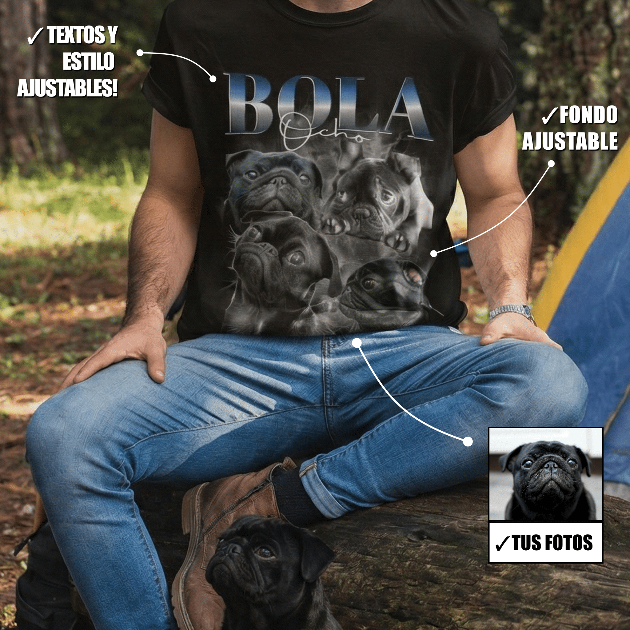 Remera Retro Personalizable | Tus Fotos y Texto Gradient Estilo 90s