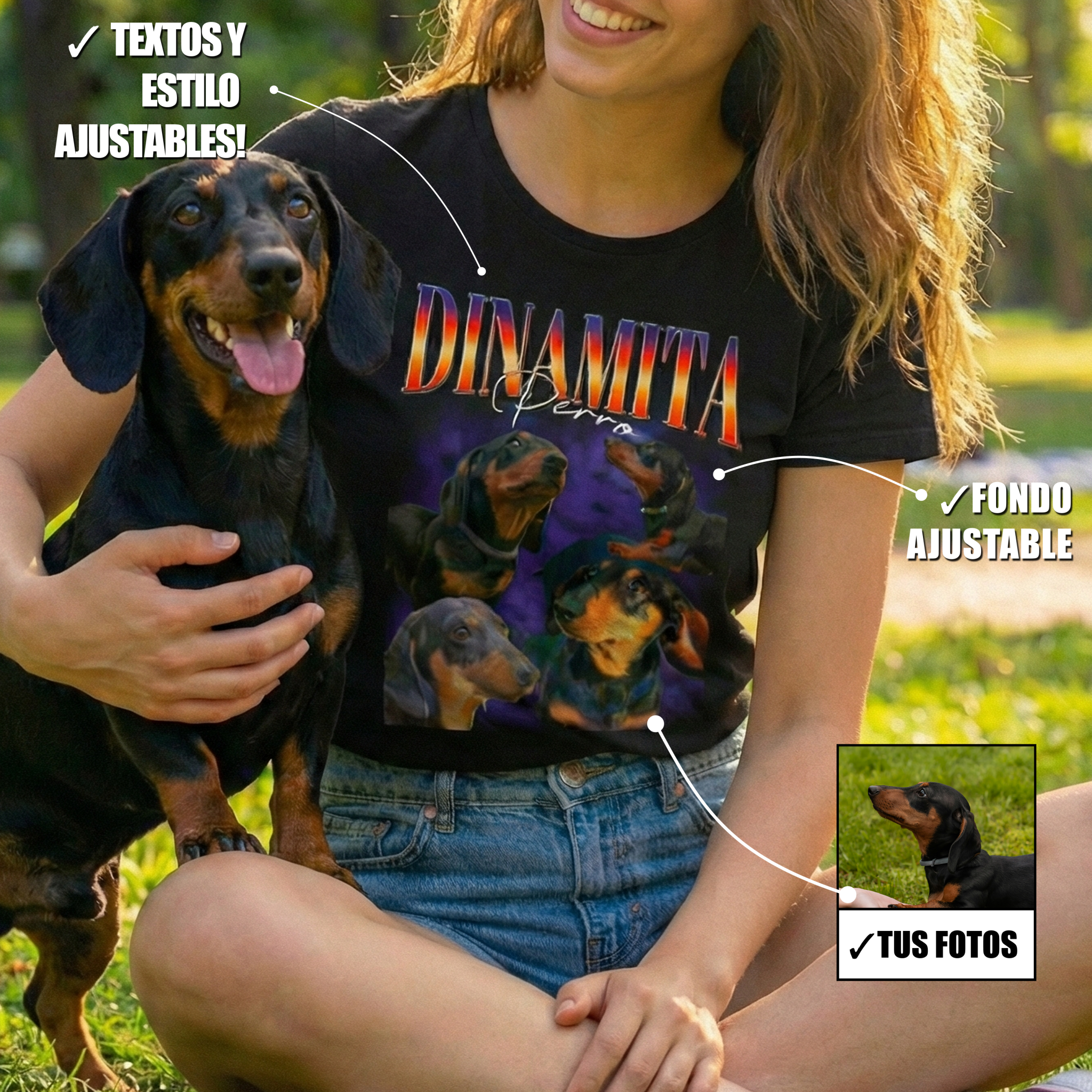 Remera Retro Personalizable | Tus Fotos y Texto Gradient Estilo 90s