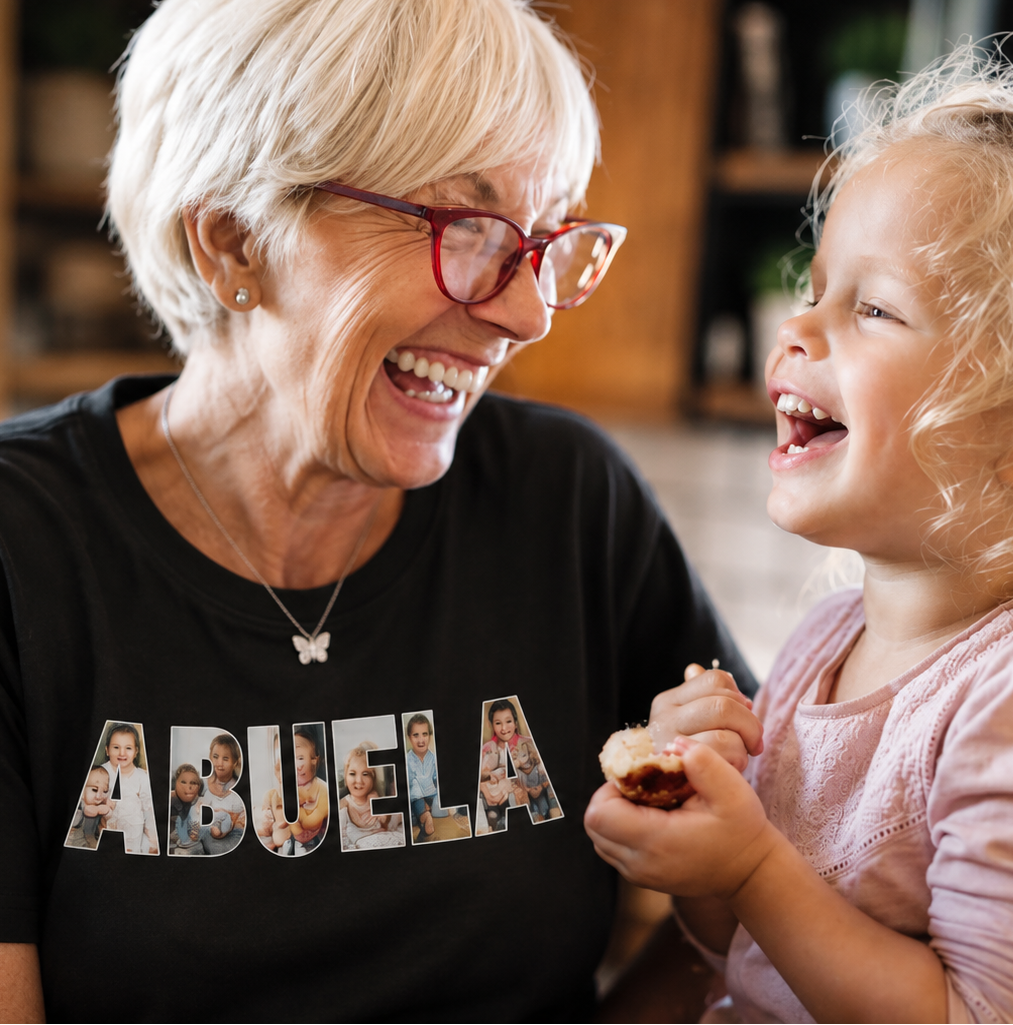 Remera personalizada - ABUELA CON FOTOS - 100% algodón