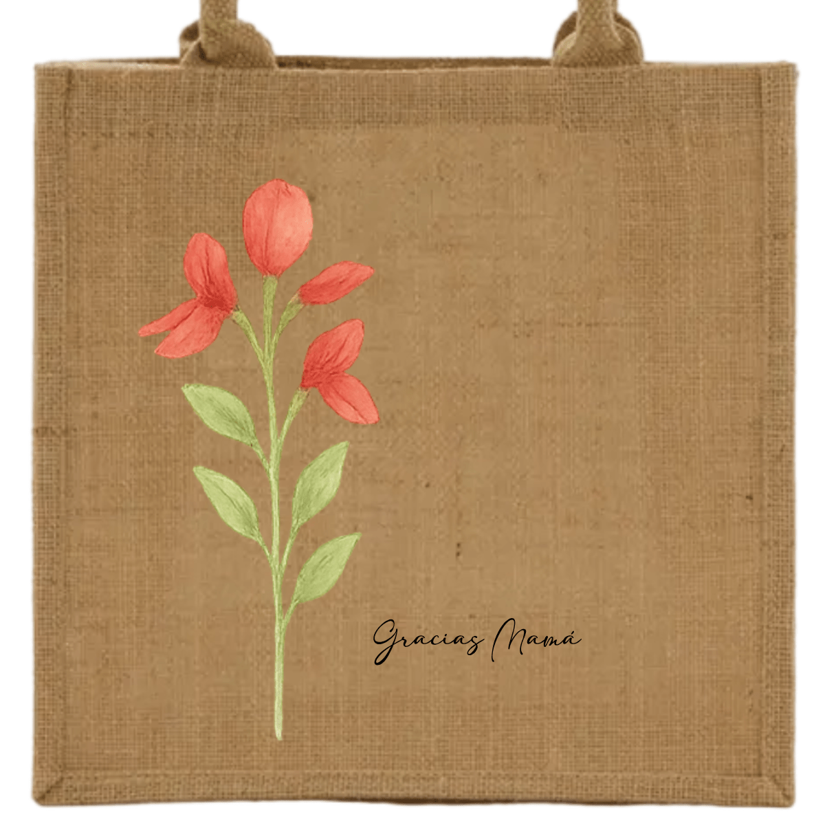 Bolso de yute ecológico / Tote Bag personalizada con nombre y diseño floral
