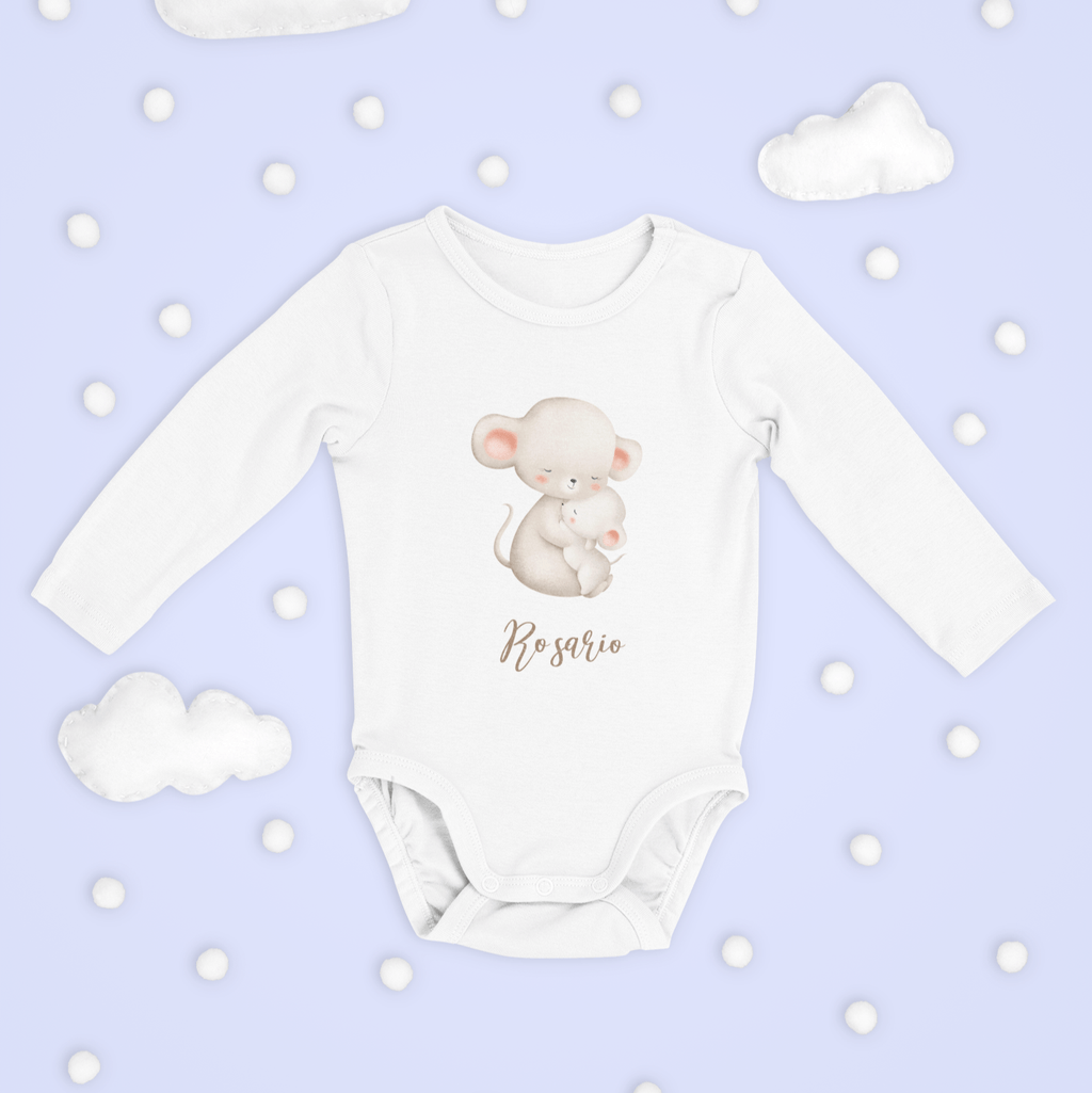 Body Personalizado con Animalito y Nombre – Mamá y bebé en Acuarela