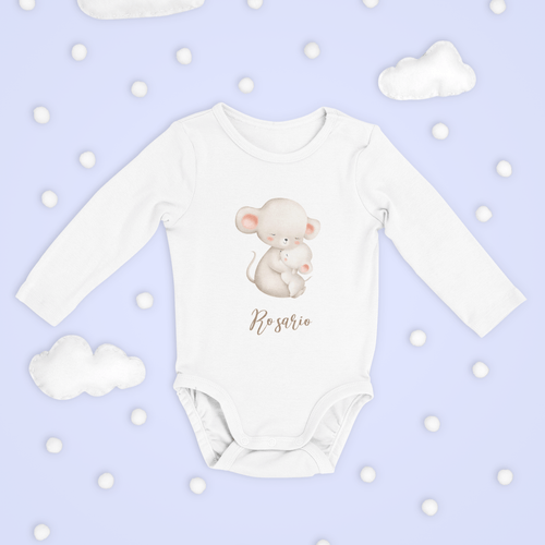 Body Personalizado con Animalito y Nombre – Mamá y bebé en Acuarela