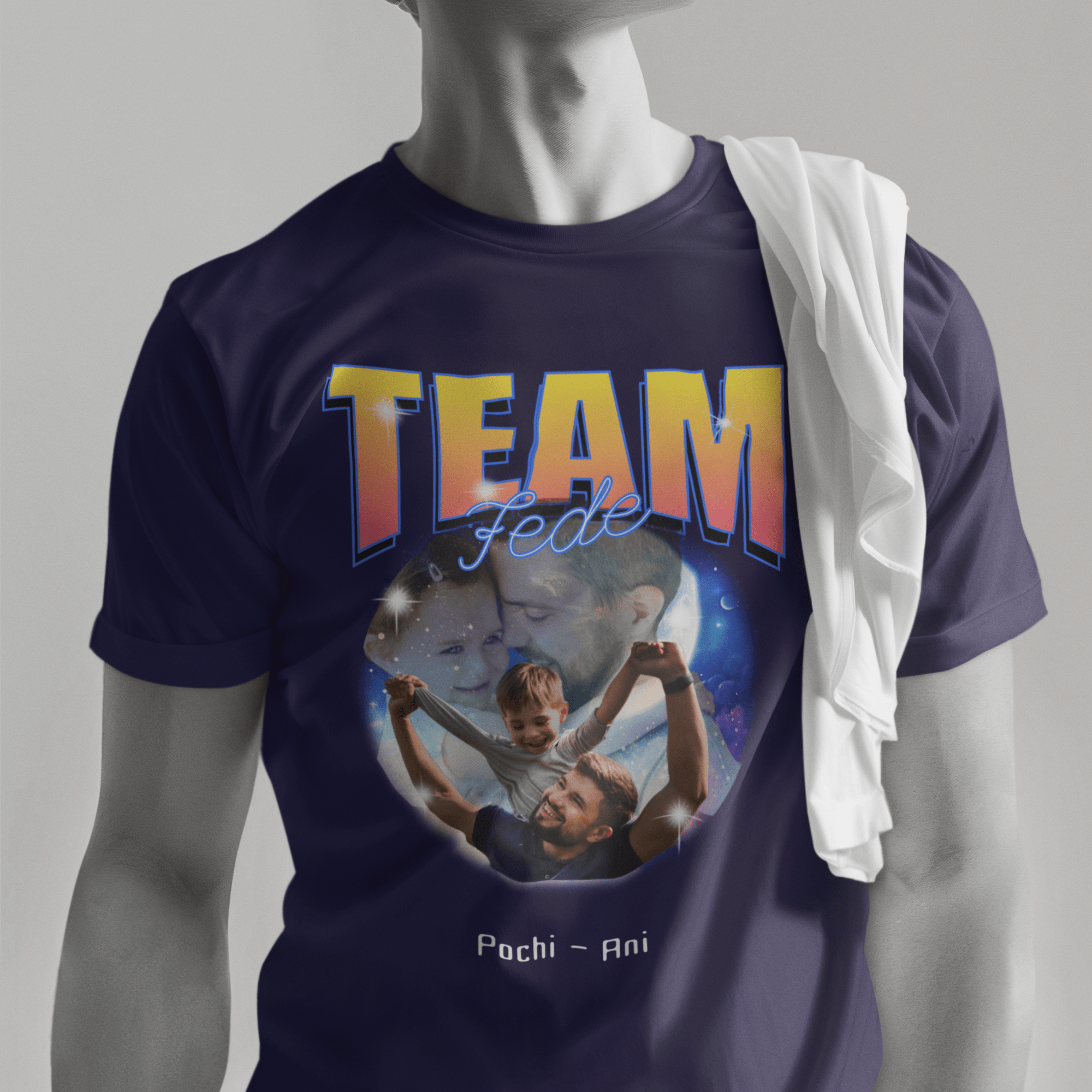 Remera Personalizada Retro Neón - Con fotos y nombres