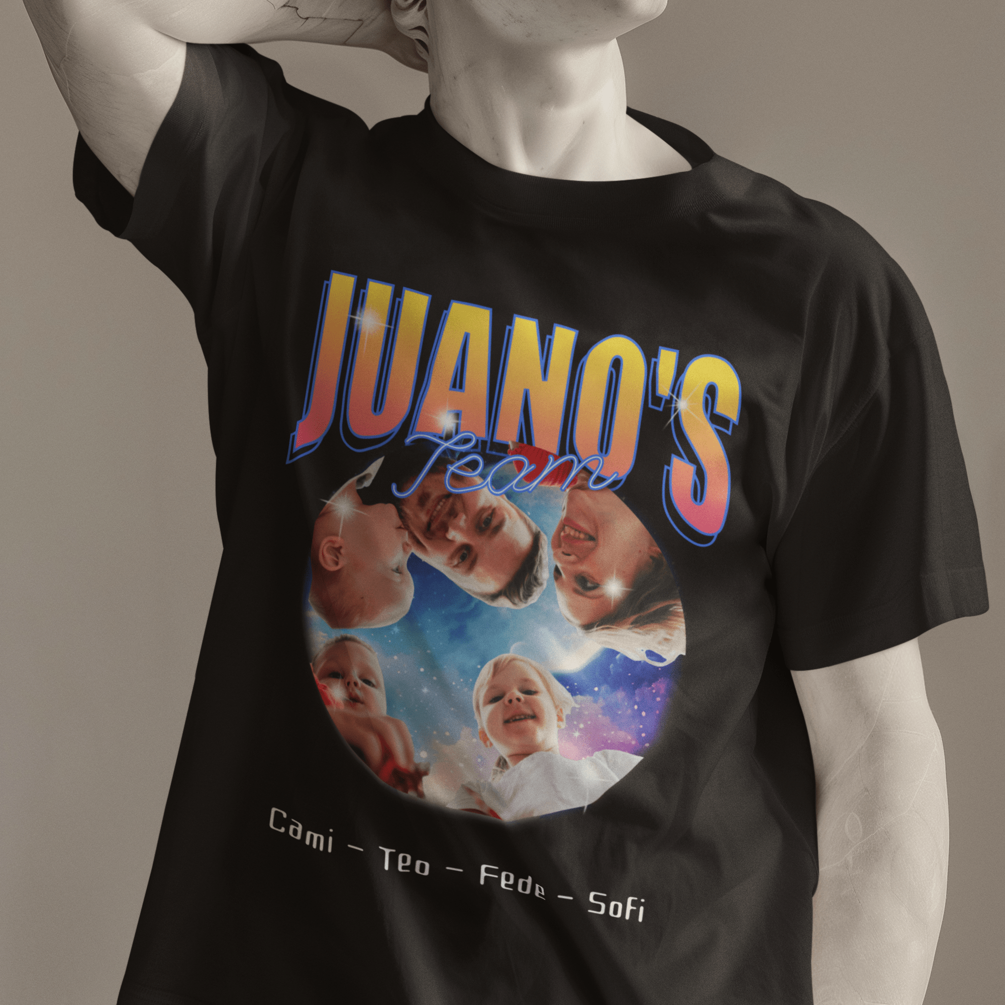 Remera Personalizada Retro Neón - Con fotos y nombres