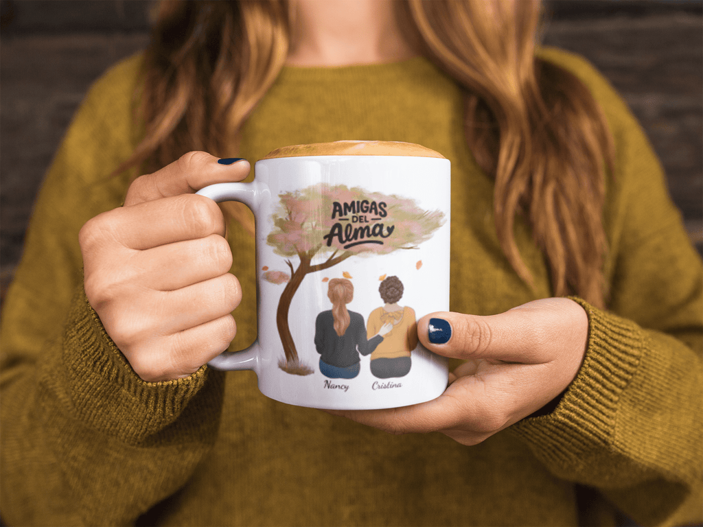 Taza Personalizada “Amigas de Alma”  ☕💕 – Nombres y Estilo Único de Cada Una ✨